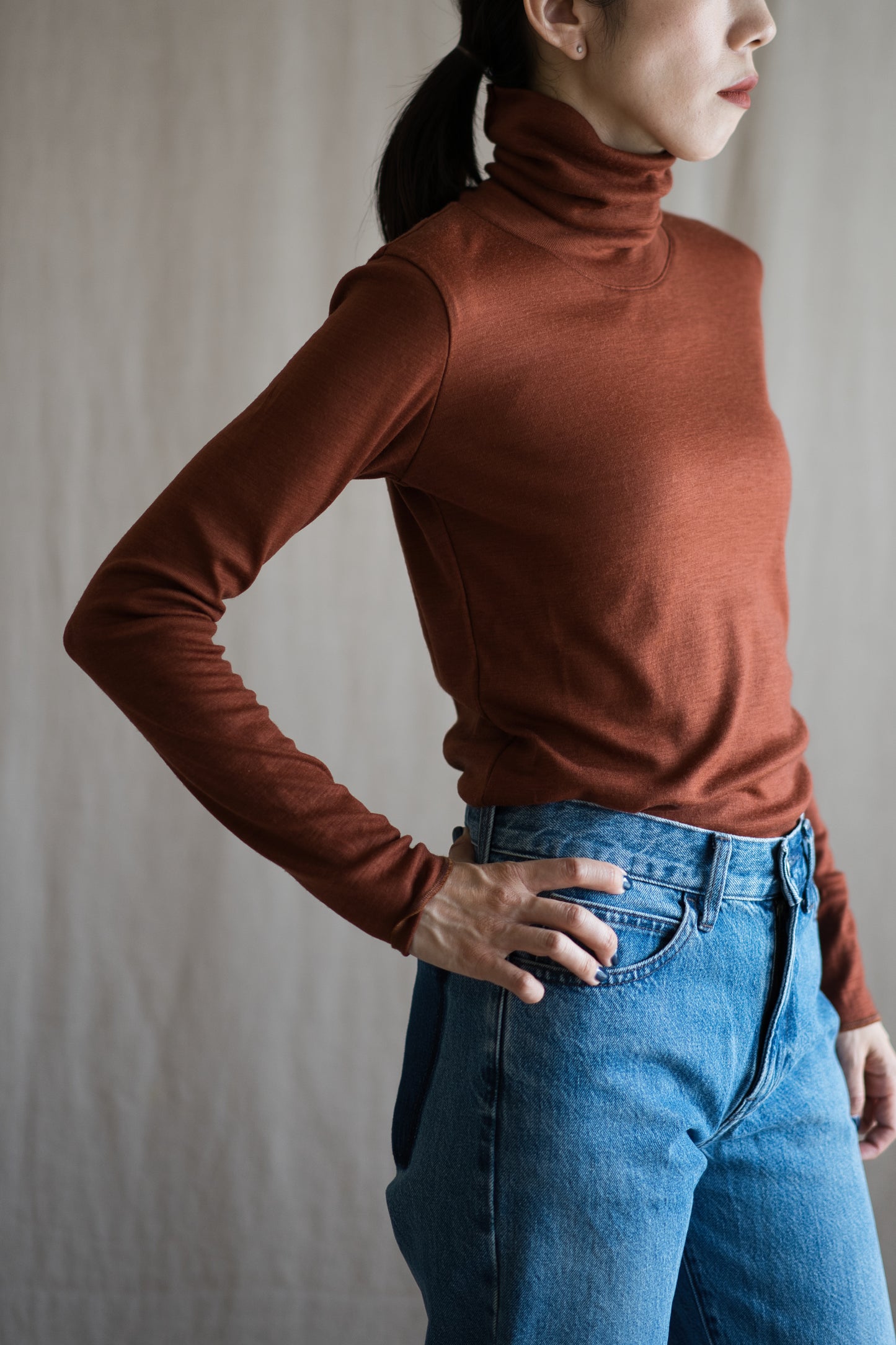 SUPER 100'S WOOL リブタートル/SUPER 100'S WOOL Rib Turtle/Camel