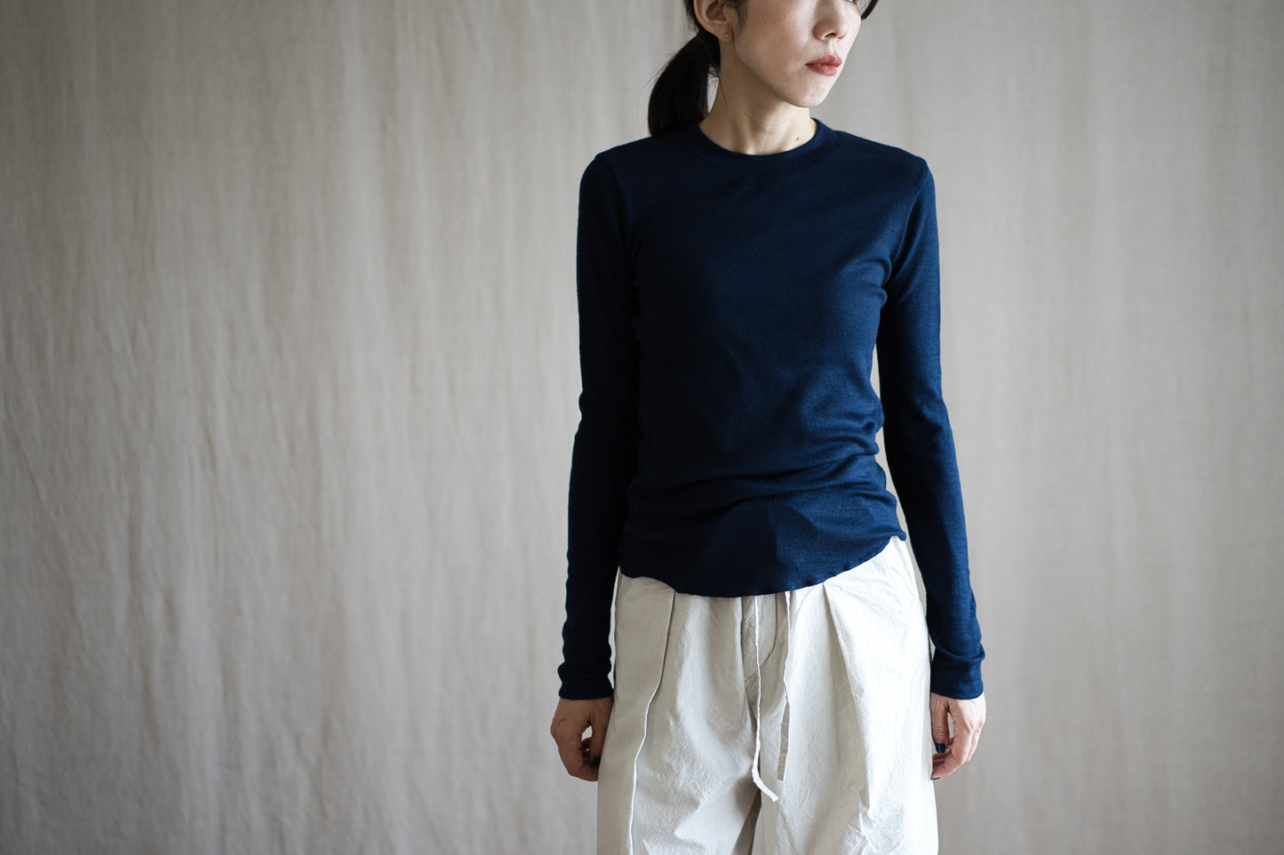 SUPER 100'S WOOL リブトップス/SUPER 100'S WOOL Rib Top/Navy
