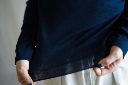 SUPER 100'S WOOL リブトップス/SUPER 100'S WOOL Rib Top/Navy