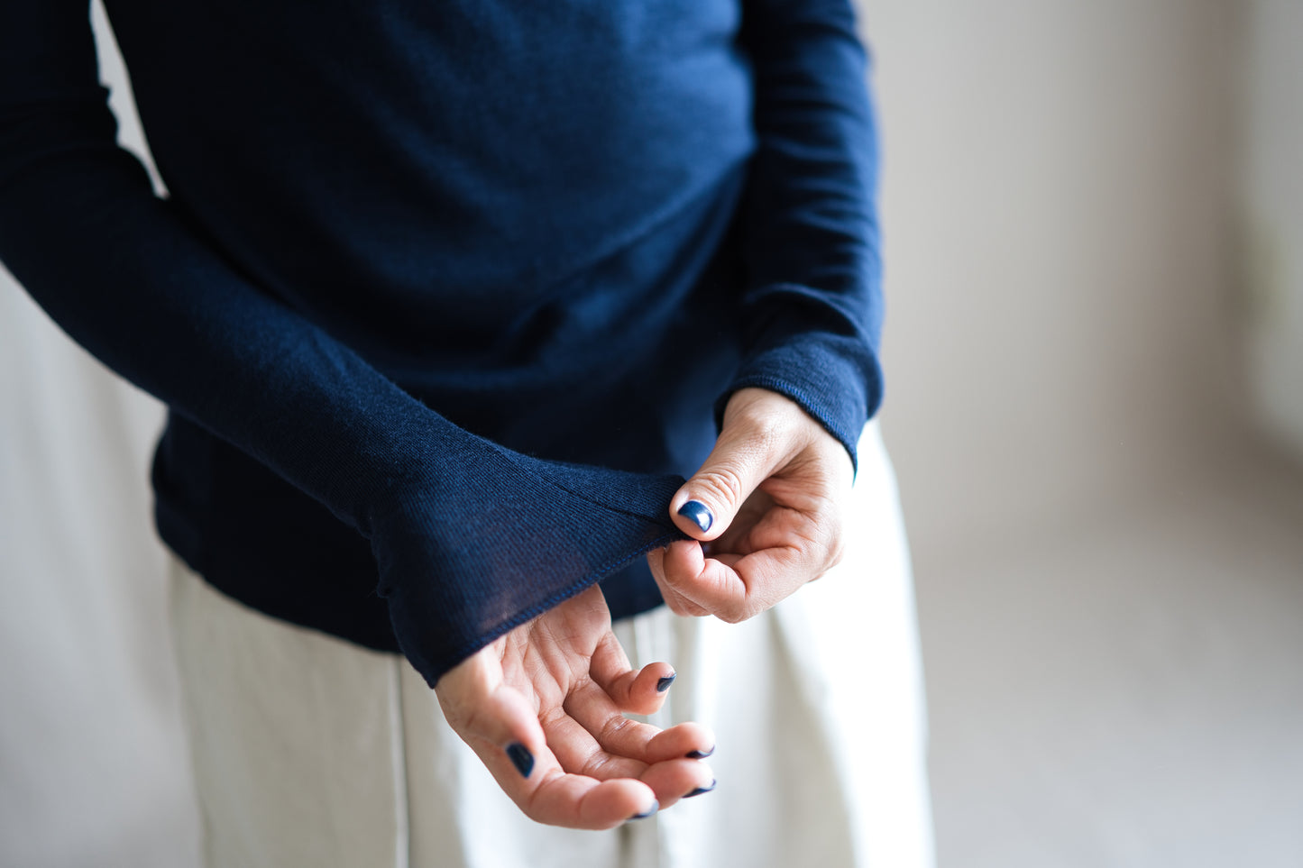 SUPER 100'S WOOL リブトップス/SUPER 100'S WOOL Rib Top/Navy