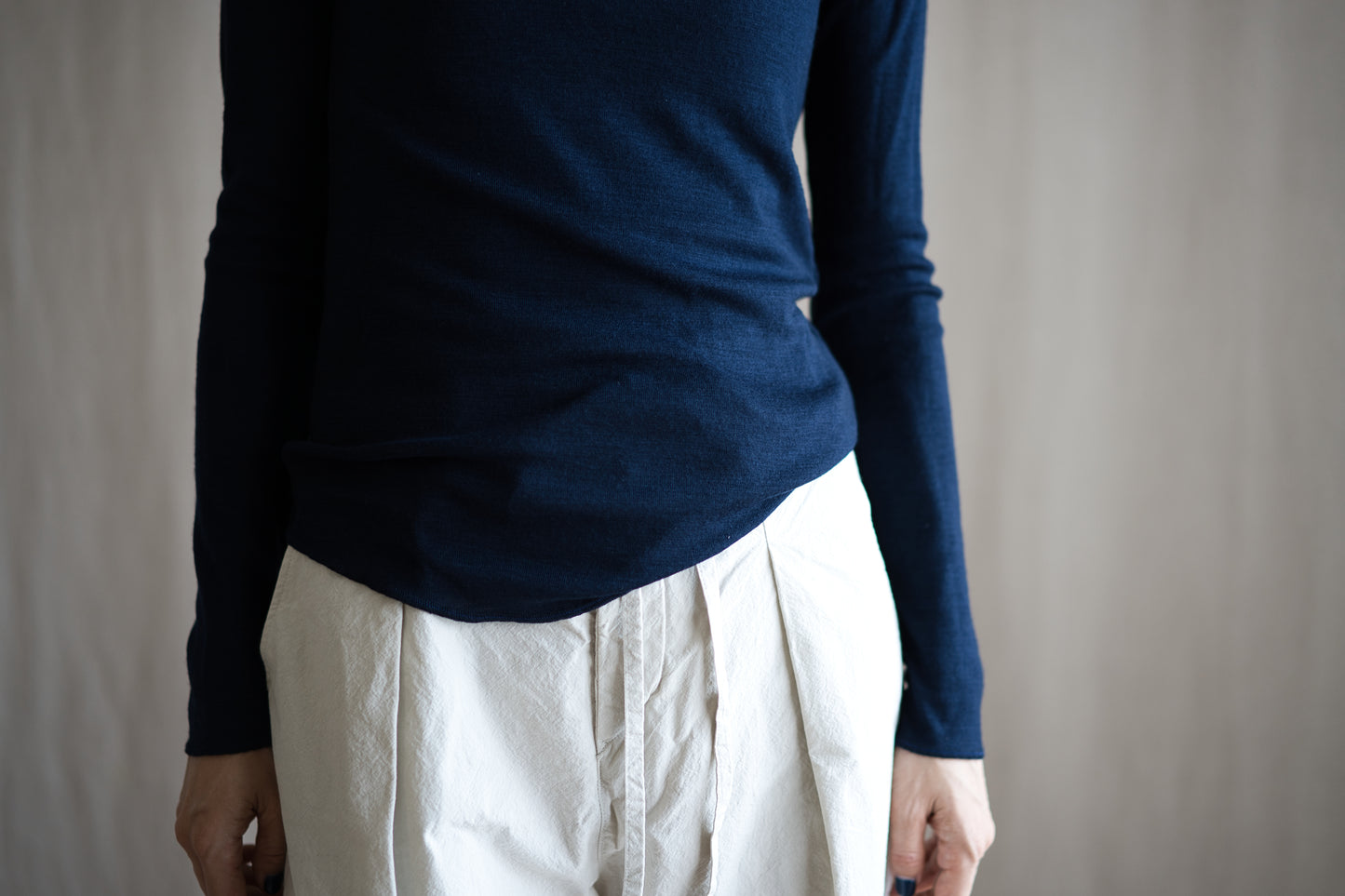 SUPER 100'S WOOL リブタートル/SUPER 100'S WOOL Rib Turtle/Navy