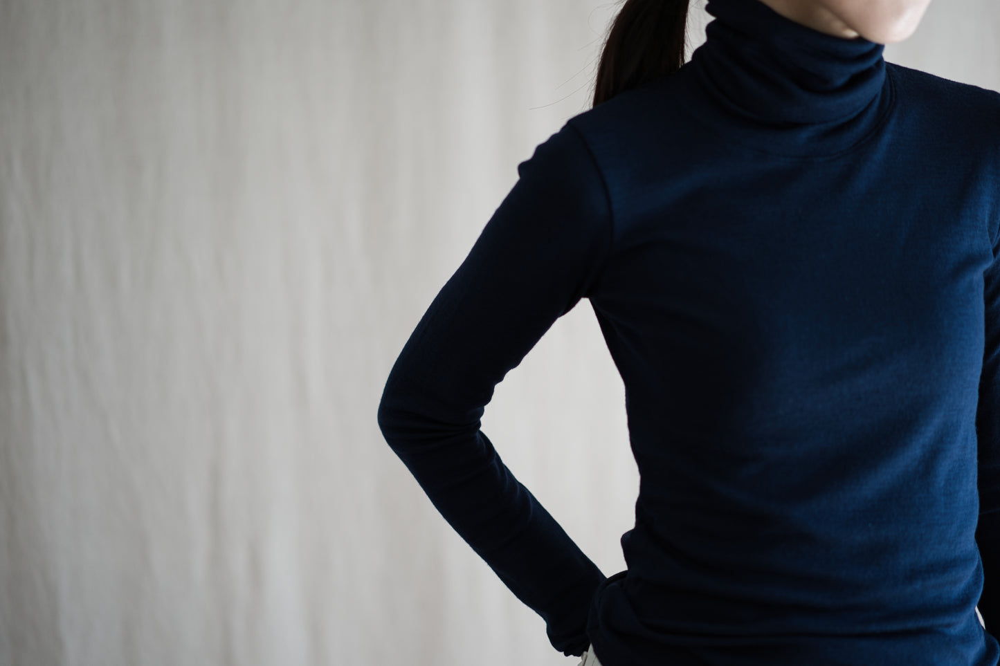 SUPER 100'S WOOL リブタートル/SUPER 100'S WOOL Rib Turtle/Navy