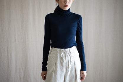 SUPER 100'S WOOL リブタートル/SUPER 100'S WOOL Rib Turtle/Navy