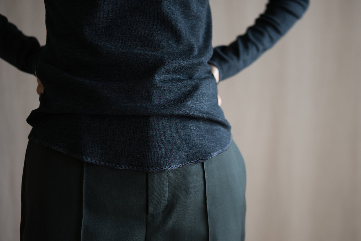 SUPER 100'S WOOL リブトップス/SUPER 100'S WOOL Rib Top/Charcoal