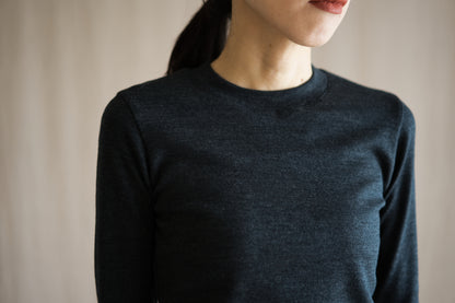 SUPER 100'S WOOL リブトップス/SUPER 100'S WOOL Rib Top/Charcoal