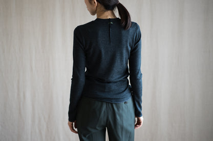 SUPER 100'S WOOL リブトップス/SUPER 100'S WOOL Rib Top/Charcoal