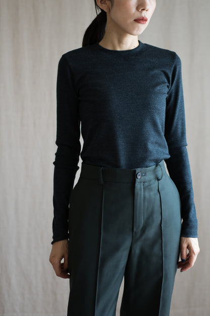SUPER 100'S WOOL リブトップス/SUPER 100'S WOOL Rib Top/Charcoal
