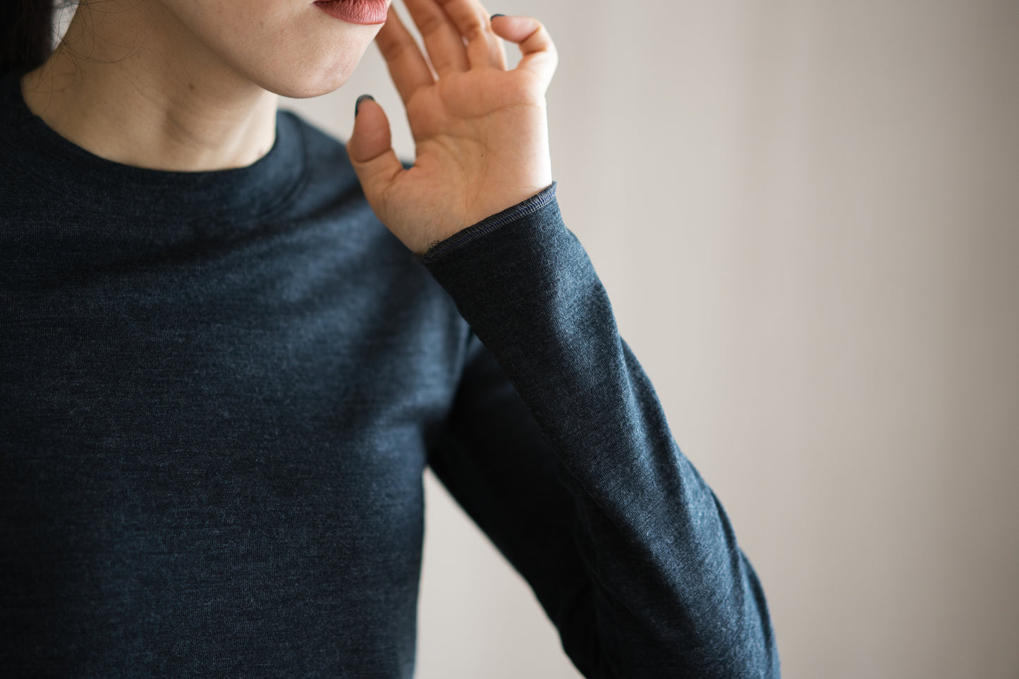 SUPER 100'S WOOL リブトップス/SUPER 100'S WOOL Rib Top/Charcoal