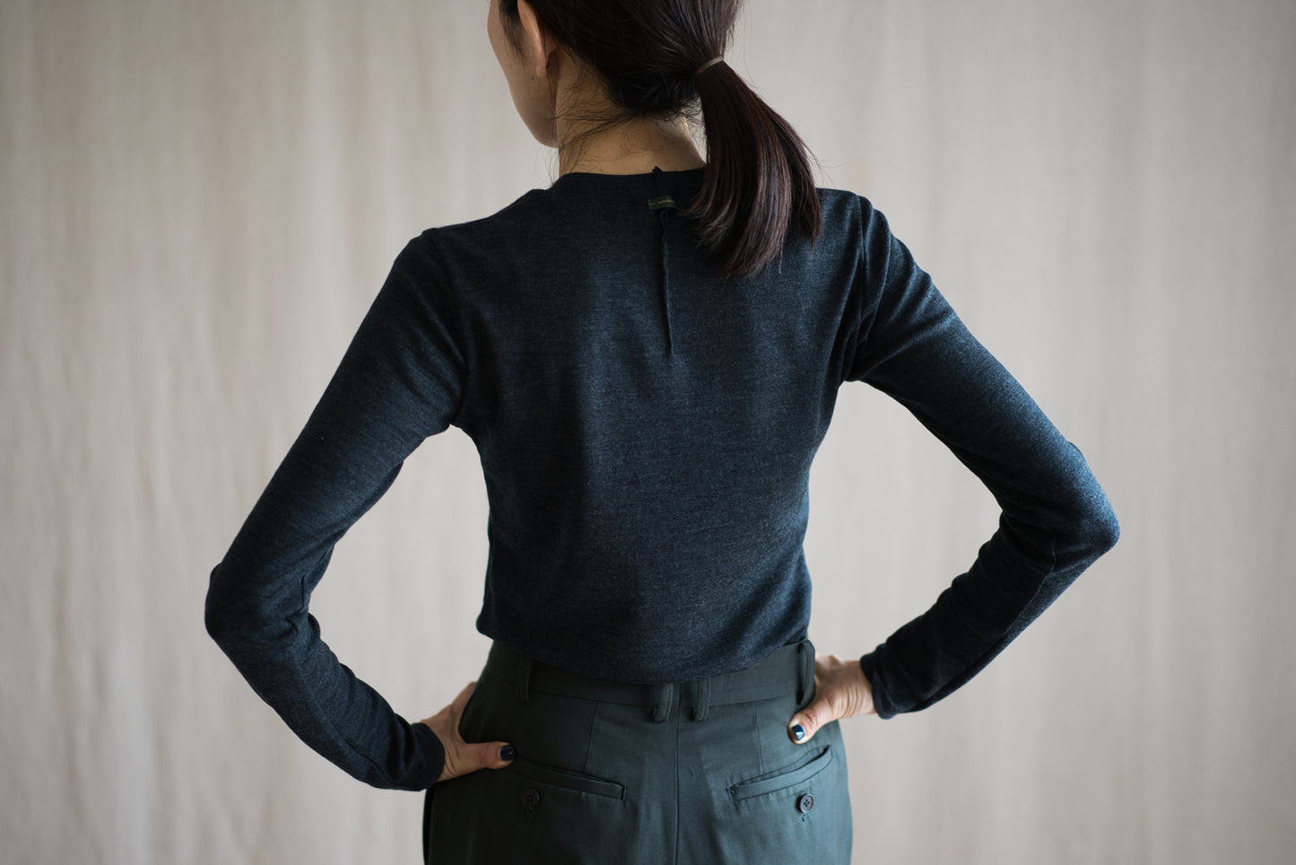 SUPER 100'S WOOL リブトップス/SUPER 100'S WOOL Rib Top/Charcoal