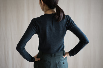 SUPER 100'S WOOL リブトップス/SUPER 100'S WOOL Rib Top/Charcoal