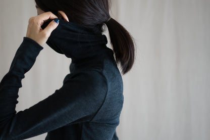 SUPER 100'S WOOL リブタートル/SUPER 100'S WOOL Rib Turtle/Charcoal