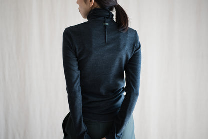 SUPER 100'S WOOL リブタートル/SUPER 100'S WOOL Rib Turtle/Charcoal