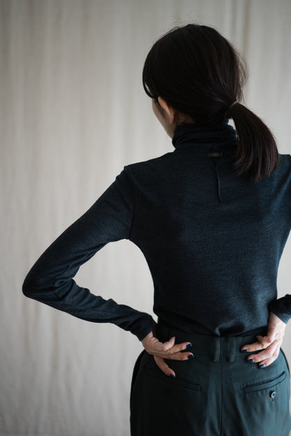 SUPER 100'S WOOL リブタートル/SUPER 100'S WOOL Rib Turtle/Charcoal
