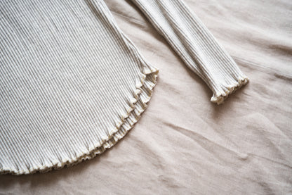 YAK WOOL COTTON Rib-knit Turtle-neck＆Frill/Oatmeal