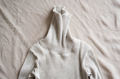 YAK WOOL COTTON Rib-knit Turtle-neck＆Frill/Oatmeal