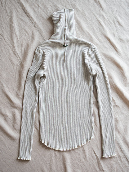 YAK WOOL COTTON Rib-knit Turtle-neck＆Frill/Oatmeal
