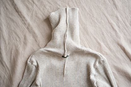 YAK WOOL COTTON Rib-knit Turtle-neck＆Frill/Oatmeal
