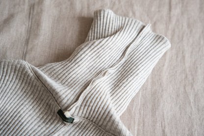 YAK WOOL COTTON Rib-knit Turtle-neck＆Frill/Oatmeal