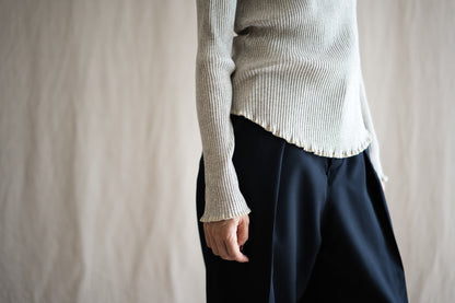 YAK WOOL COTTON Rib-knit Turtle-neck＆Frill/Oatmeal