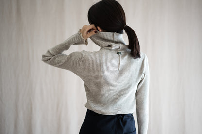 YAK WOOL COTTON Rib-knit Turtle-neck＆Frill/Oatmeal