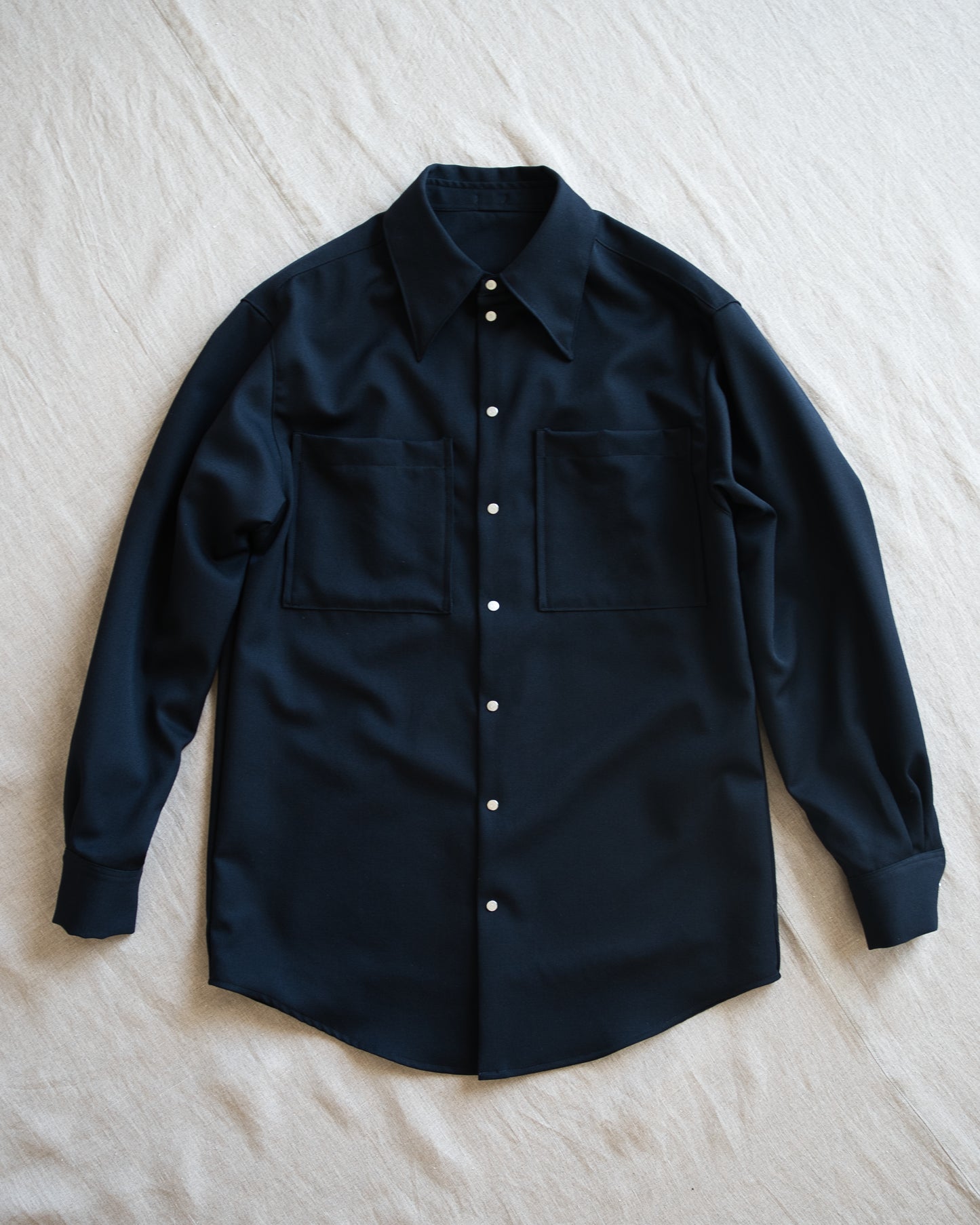 Non-mulesing RICH WOOL Shirts/Night Navy