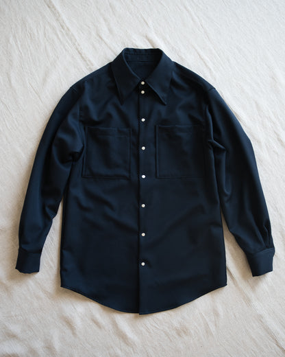 Non-mulesing RICH WOOL Shirts/Night Navy