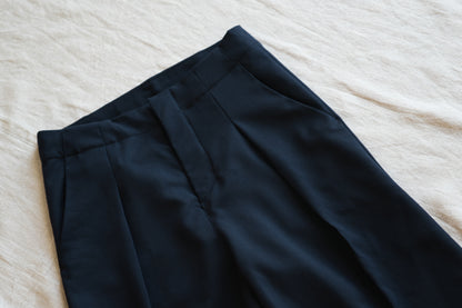 Non-mulesing RICH WOOL Wide-Pants/Night Navy