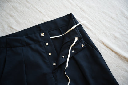Non-mulesing RICH WOOL Wide-Pants/Night Navy
