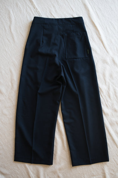 Non-mulesing RICH WOOL Wide-Pants/Night Navy