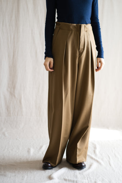 Non-mulesing RICH WOOL Wide-Pants/Beige