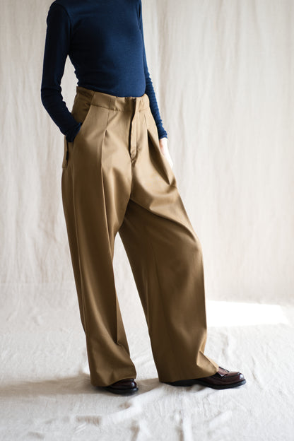 Non-mulesing RICH WOOL Wide-Pants/Beige