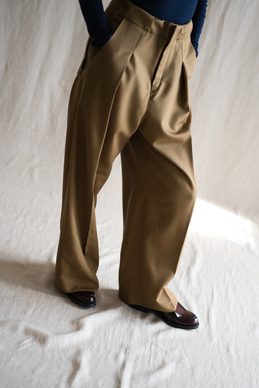 Non-mulesing RICH WOOL Wide-Pants/Beige