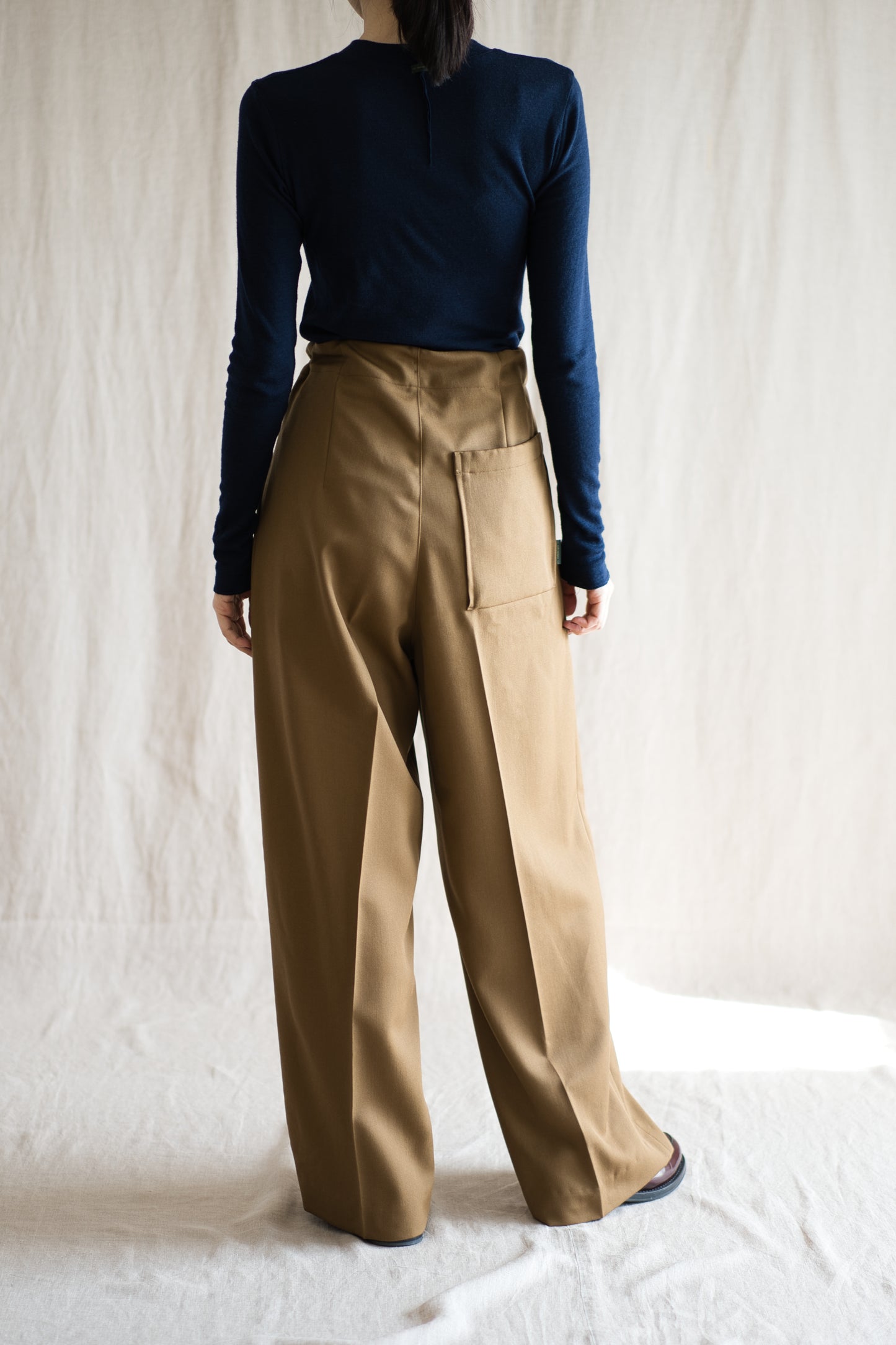 Non-mulesing RICH WOOL Wide-Pants/Beige