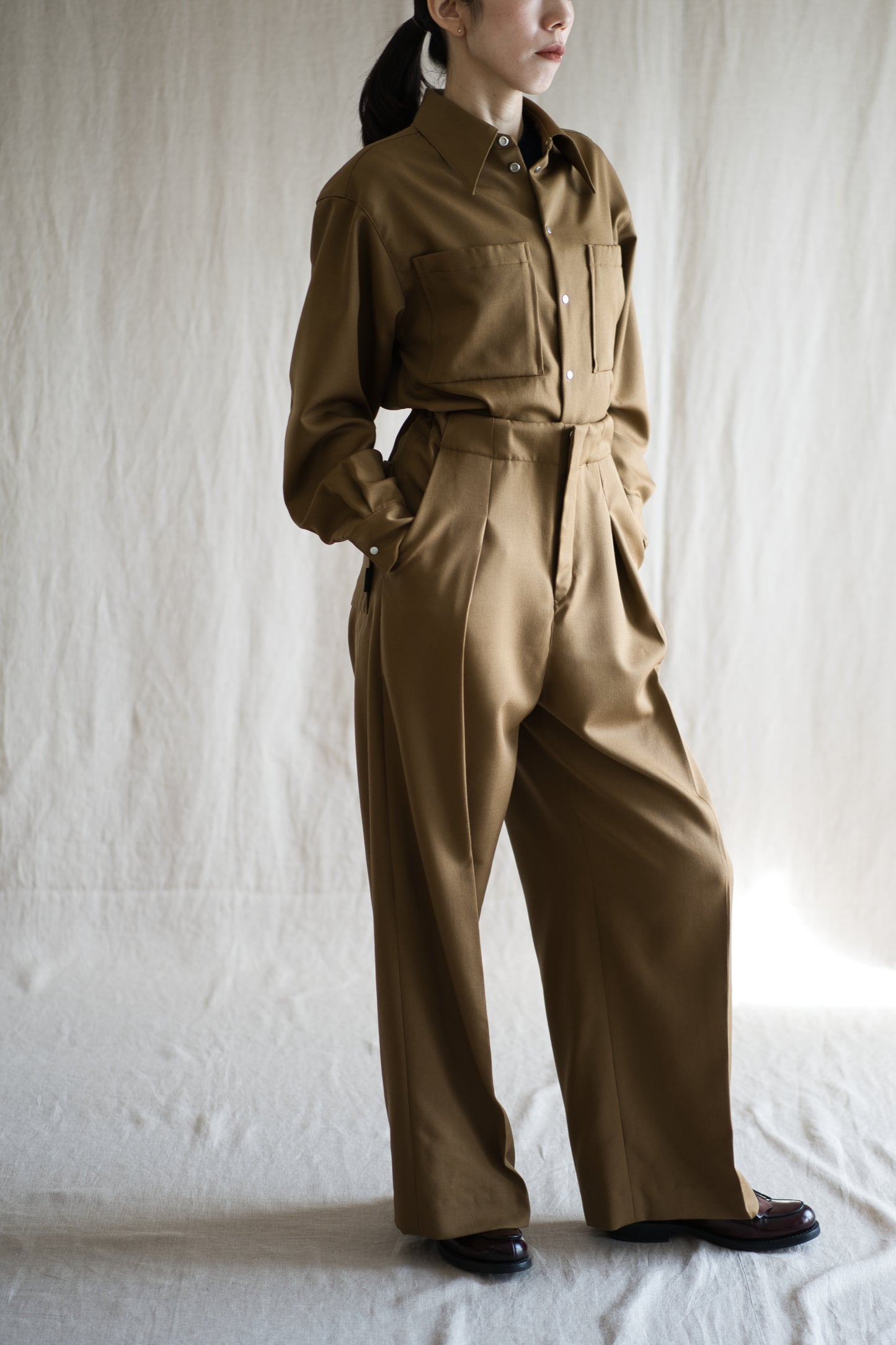 Non-mulesing RICH WOOL Wide-Pants/Beige