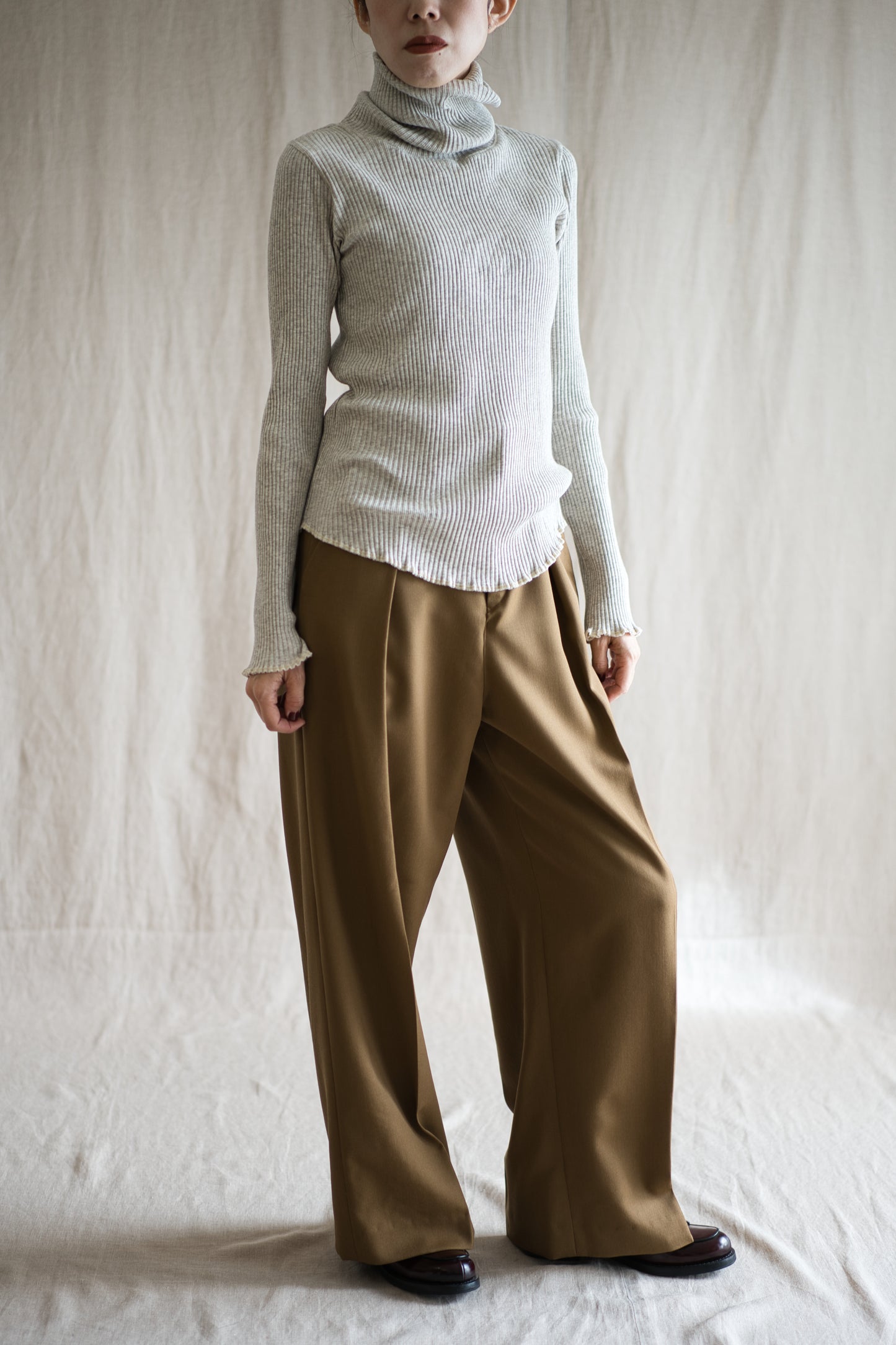 Non-mulesing RICH WOOL Wide-Pants/Beige