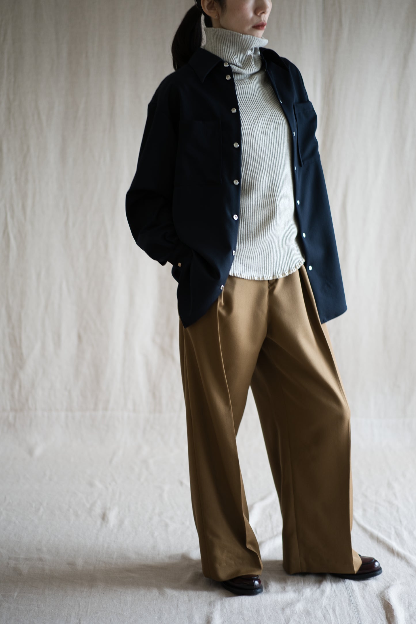 Non-mulesing RICH WOOL Wide-Pants/Beige