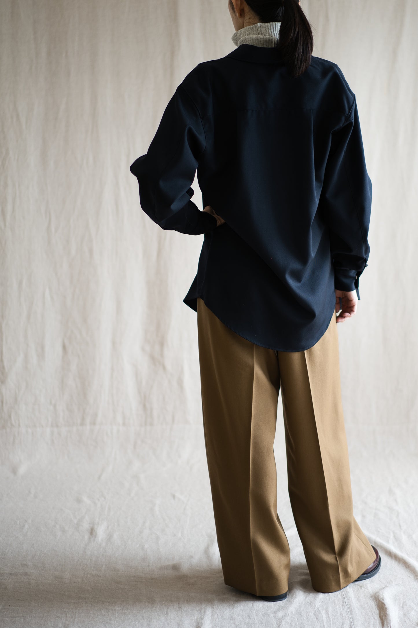 Non-mulesing RICH WOOL Shirts/Night Navy