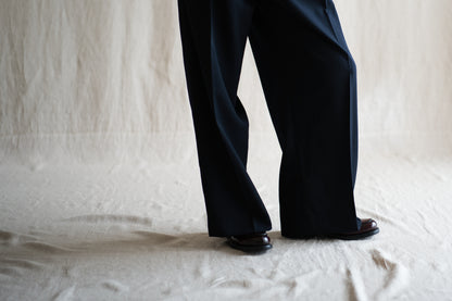 Non-mulesing RICH WOOL Wide-Pants/Night Navy