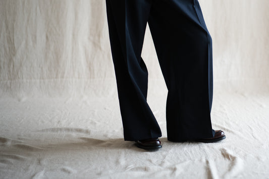 Non-mulesing RICH WOOL Wide-Pants/Night Navy