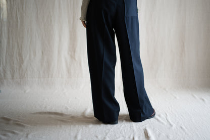 Non-mulesing RICH WOOL Wide-Pants/Night Navy
