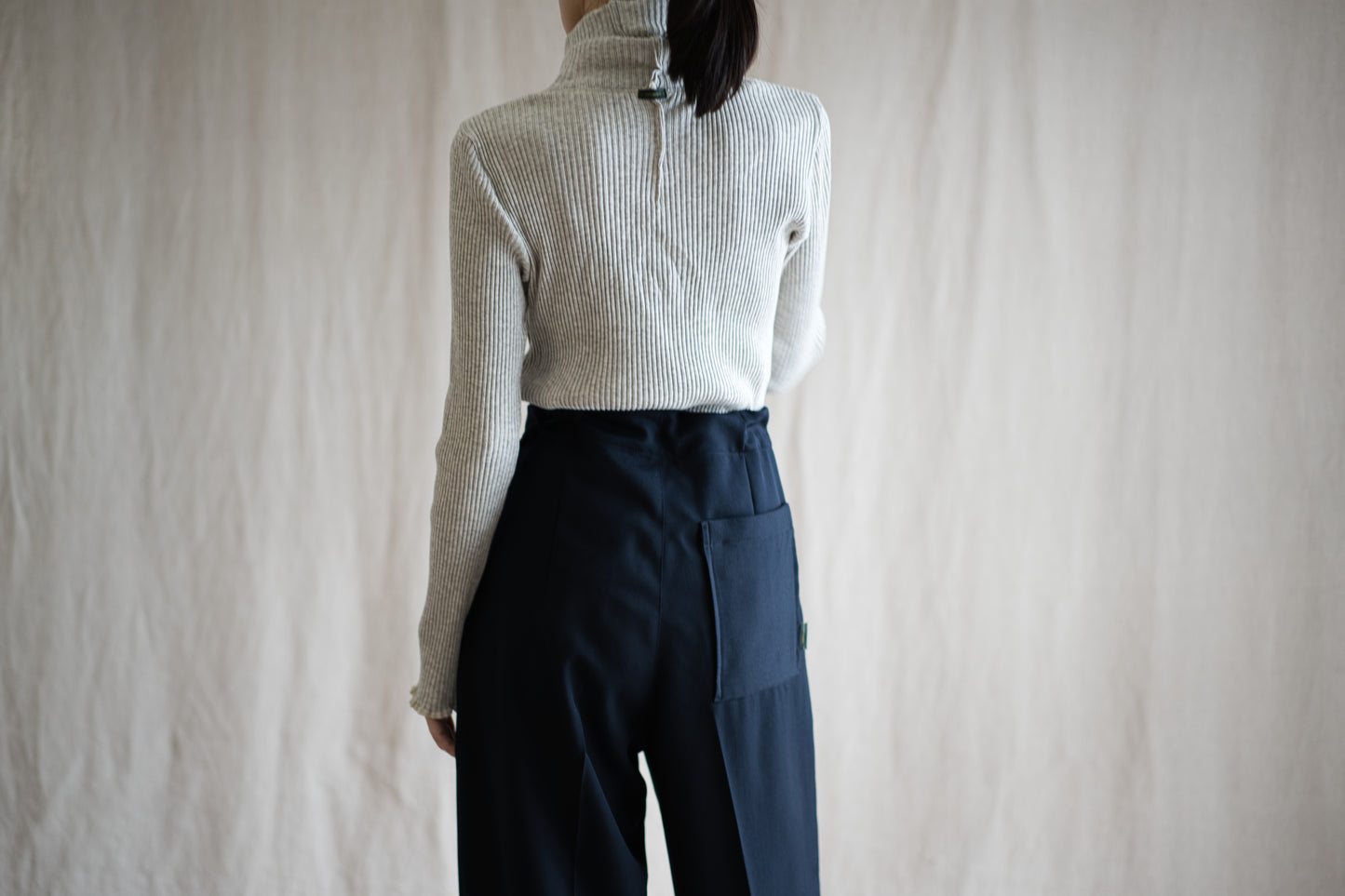 Non-mulesing RICH WOOL Wide-Pants/Night Navy