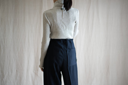 Non-mulesing RICH WOOL Wide-Pants/Night Navy
