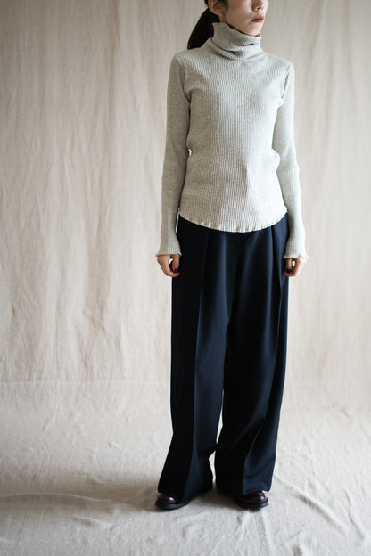Non-mulesing RICH WOOL Wide-Pants/Night Navy