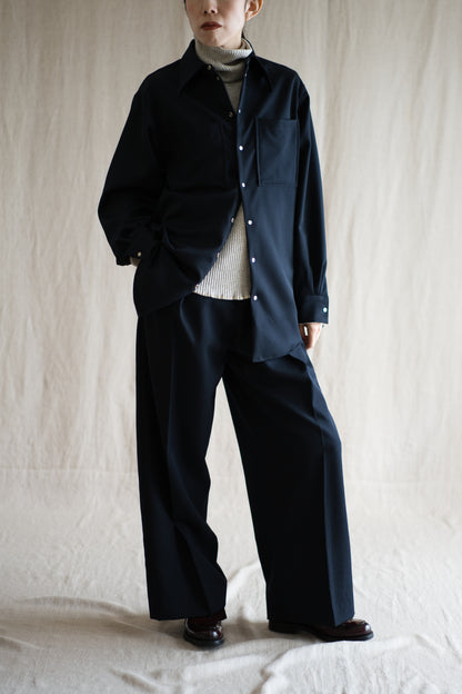 Non-mulesing RICH WOOL Shirts/Night Navy