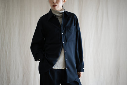 Non-mulesing RICH WOOL Shirts/Night Navy