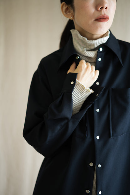 Non-mulesing RICH WOOL Shirts/Night Navy
