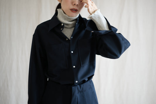 Non-mulesing RICH WOOL Shirts/Night Navy