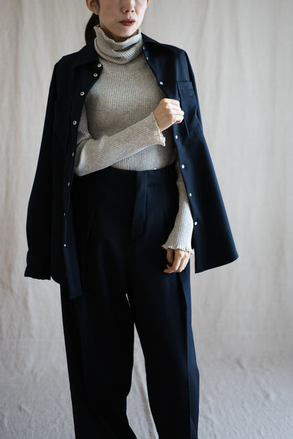 Non-mulesing RICH WOOL Shirts/Night Navy