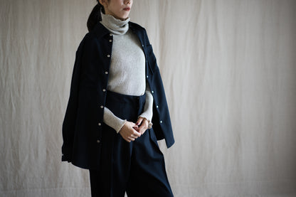 Non-mulesing RICH WOOL Shirts/Night Navy