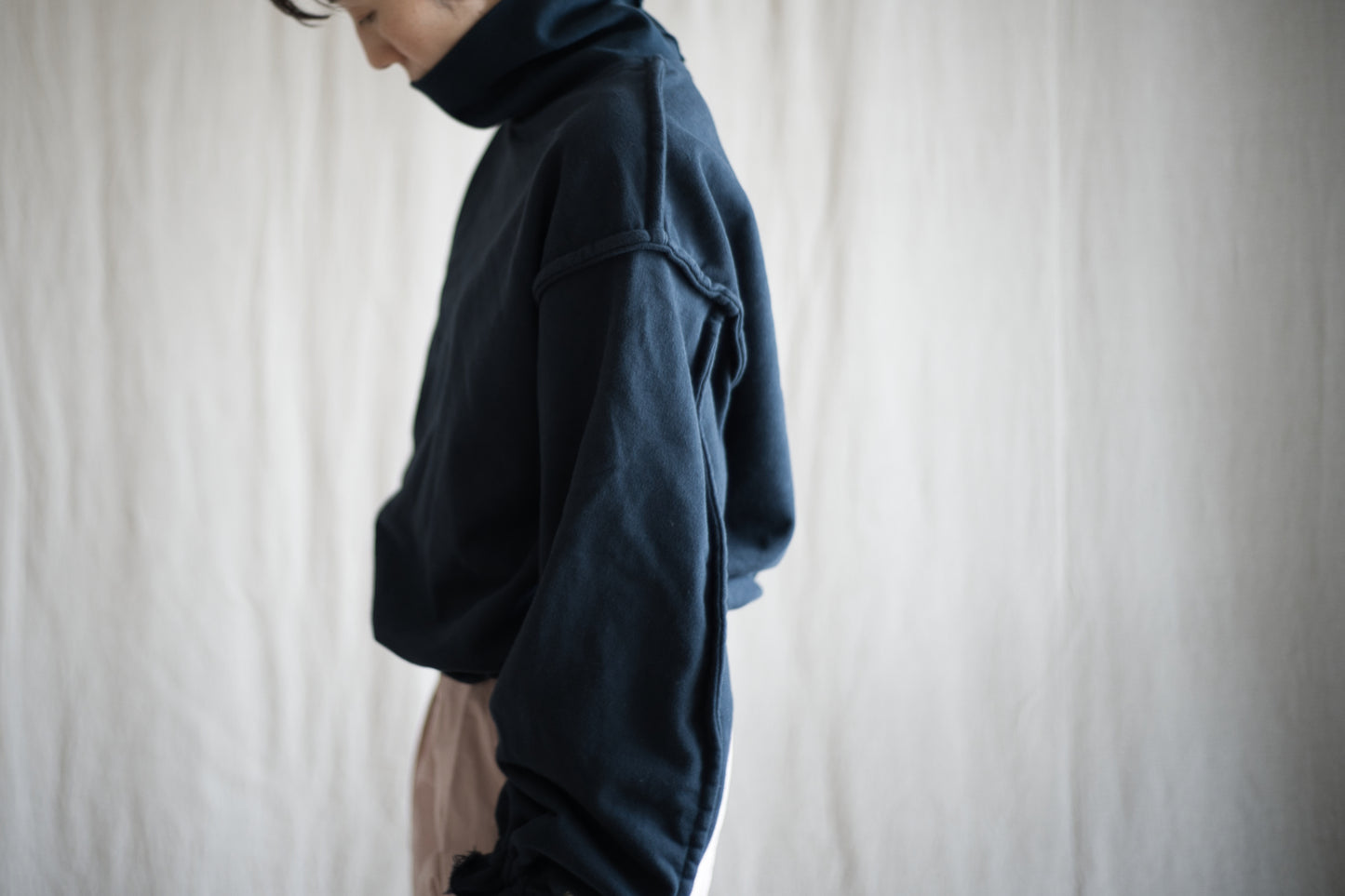 ハードコットン裏毛ハイネック/Deep navy/metadesigns